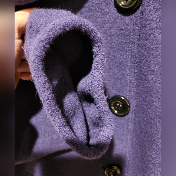 GEIGER Boiled Wool Coat Made in AUSTRIA Button Front Pockets Size 36 DEEP PURPLE - Picture 4 of 7